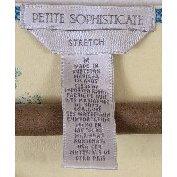 Petite Sophisticate Women size M Embellished Yellow Top Stretch Classic Whimsy - Picture 5 of 7